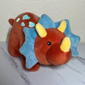 Mary Meyer Baby Orange & Blue Triceratops Plush Dinosaur Toy 10"